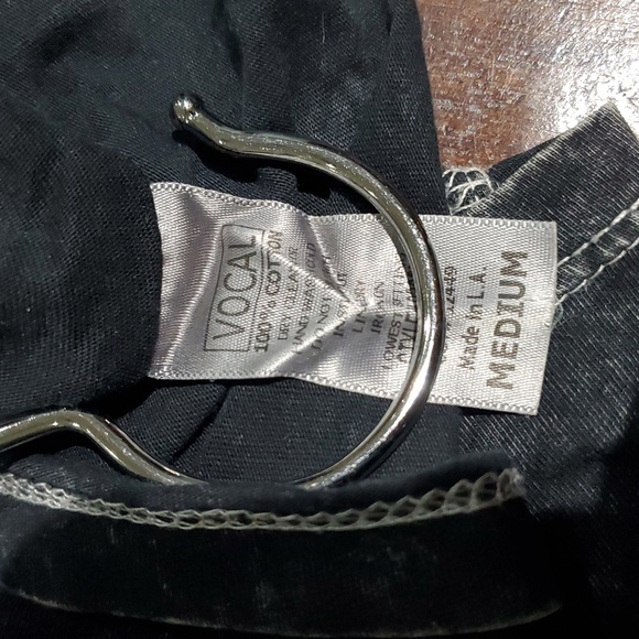 Vocal Charcoal VNeck Bling Long Sleeve Shirt Fleur De Lis Cowboy Boot Gun Pistol - Picture 7 of 7